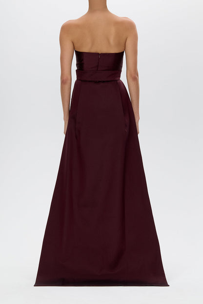 Silk and Wool Teal Eliza Silk Wool Column Gown