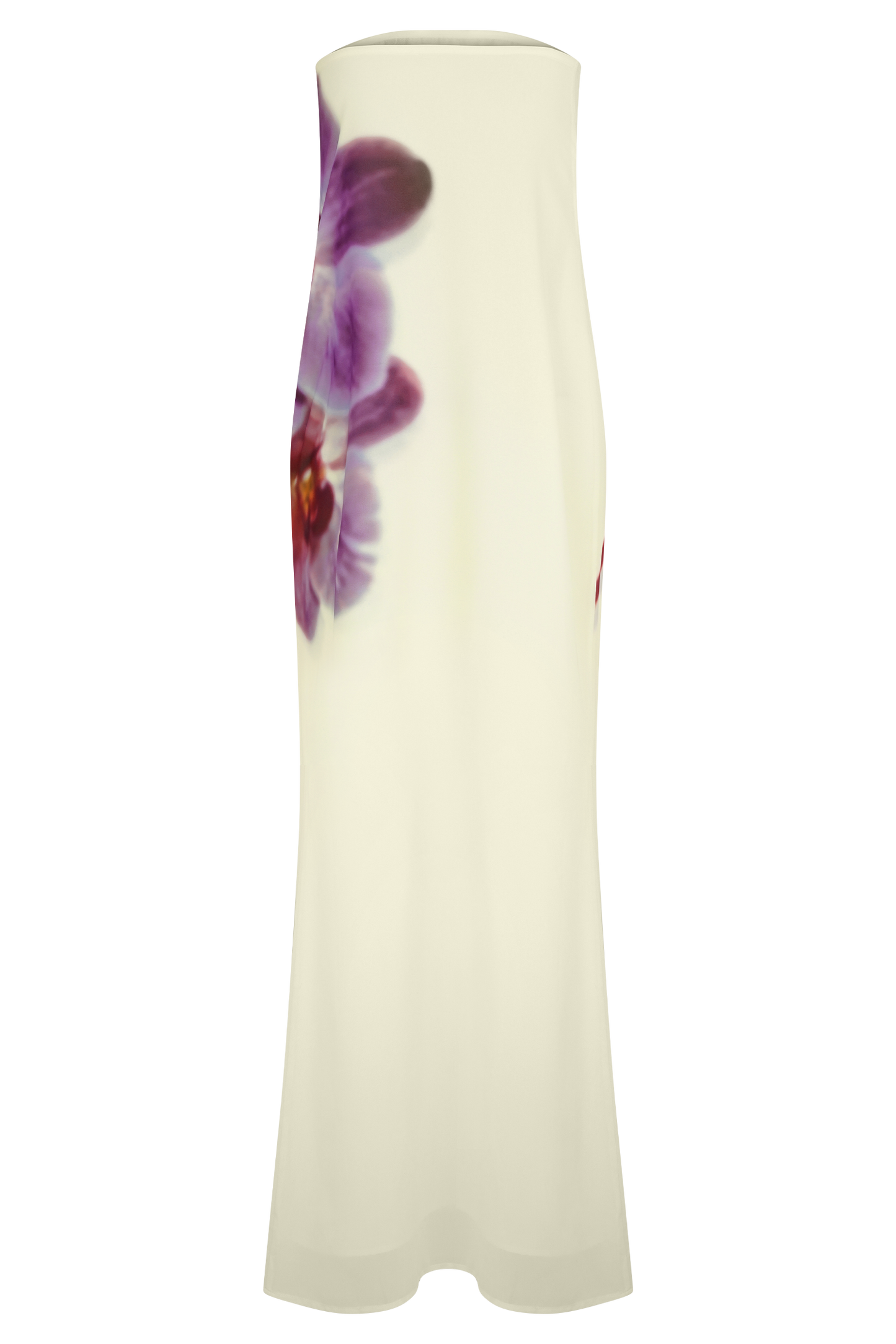 Ivory Koi Orchid Print Amaya Strapless Chiffon Maxi Dress