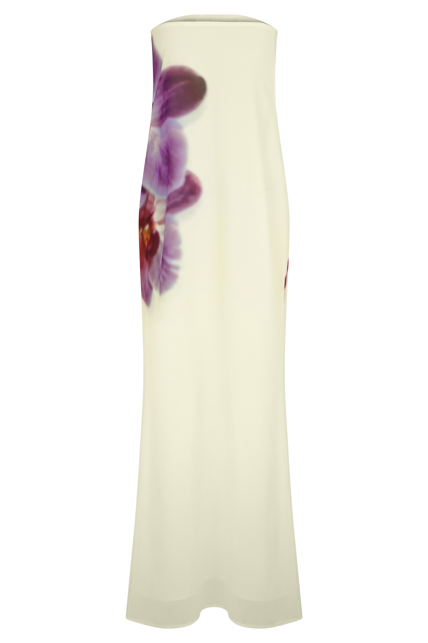 Ivory Koi Orchid Print Amaya Strapless Chiffon Maxi Dress