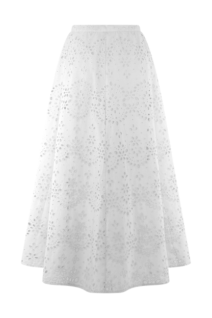White Arla Broderie Midi Dress