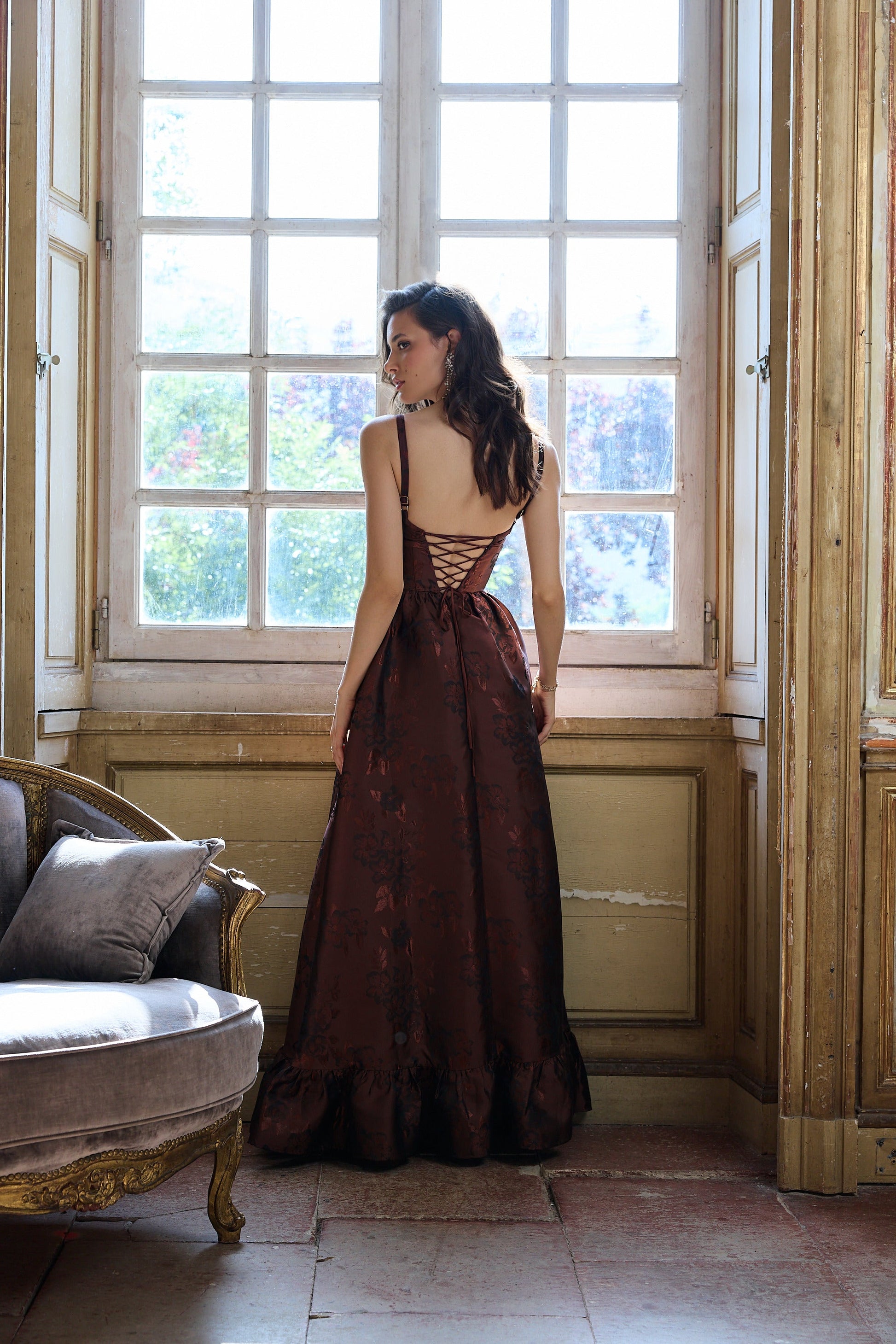 Andorra Baroque Floral Ava Brocade Midi Dress