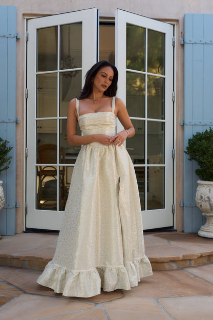 Light Blue Duchess Ava Brocade Midi Dress