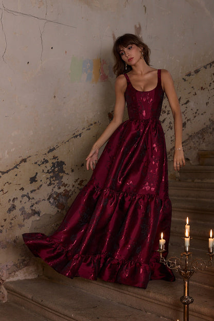 Garnet Baroque Floral Avery Baroque Floral Midi Dress