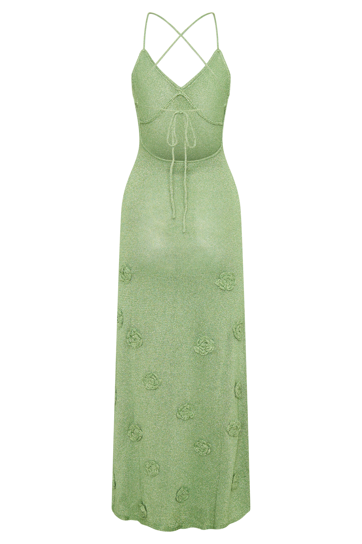 Pastel Green Suki Metallic Knit Maxi Dress