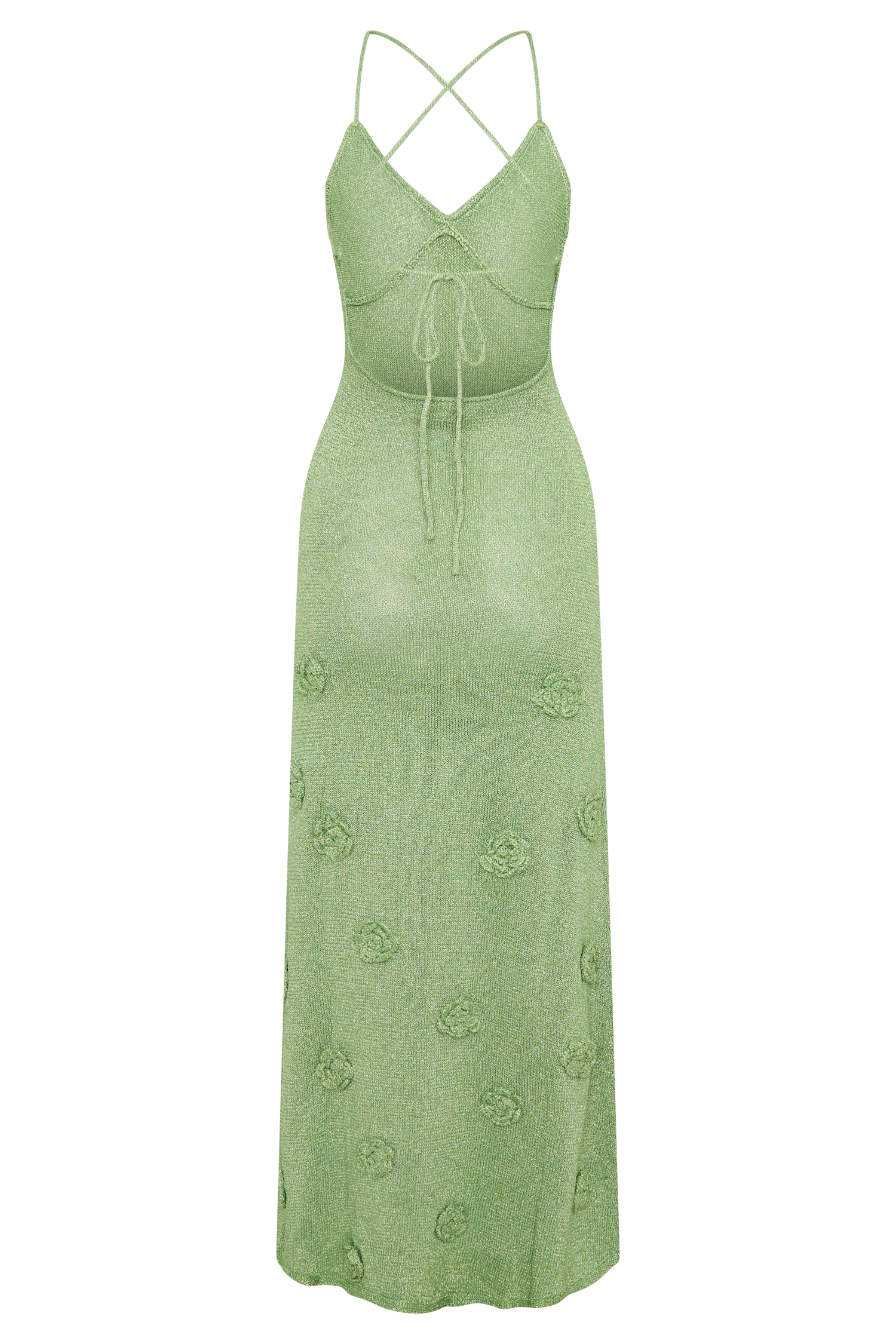 Pastel Green Suki Metallic Knit Maxi Dress