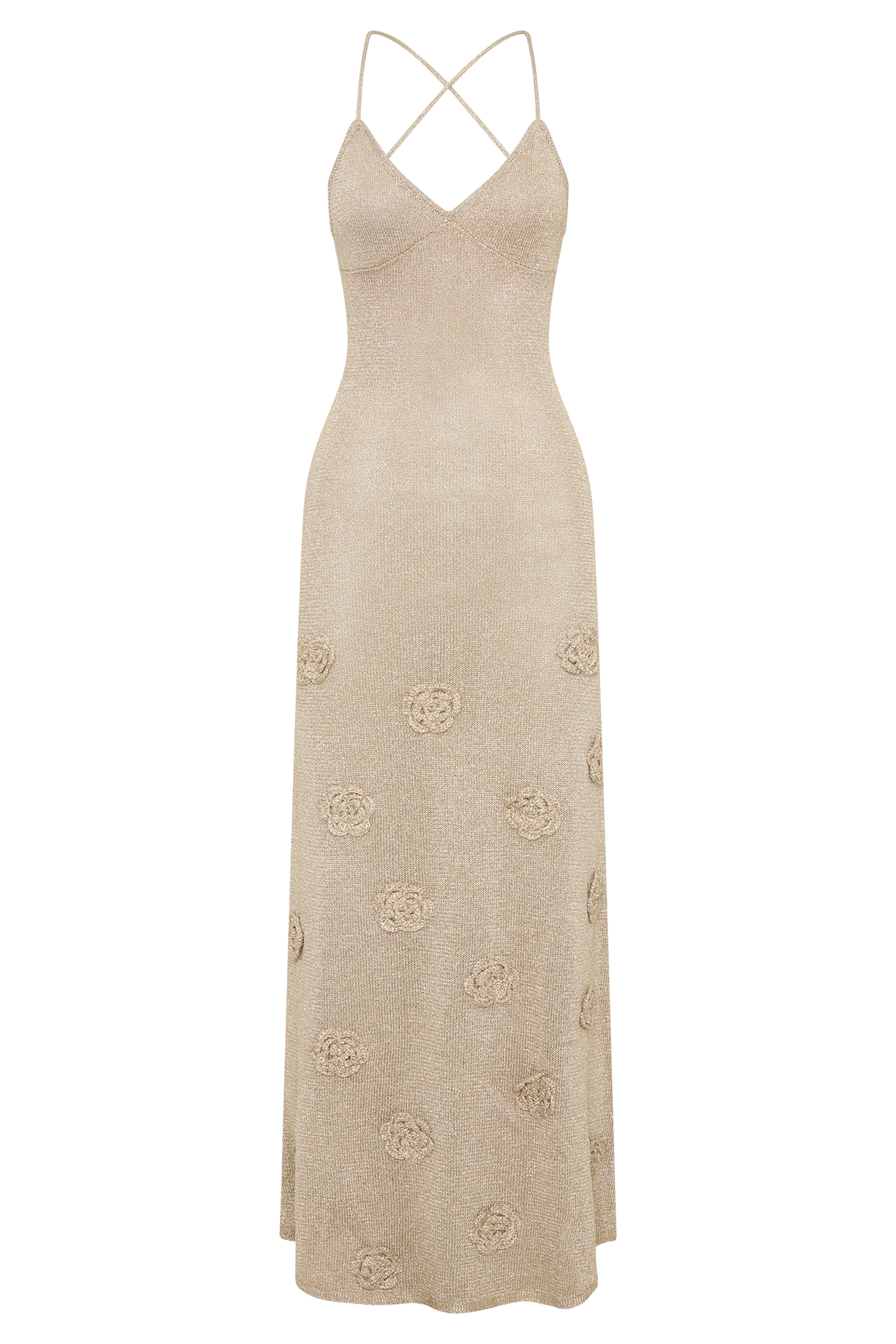 Gold Suki Metallic Knit Maxi Dress