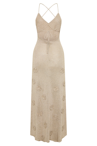 Gold Suki Metallic Knit Maxi Dress