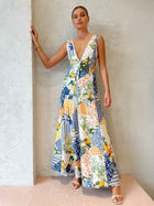 Arabella Lace-Trim Maxi Dress in Lemonade Print