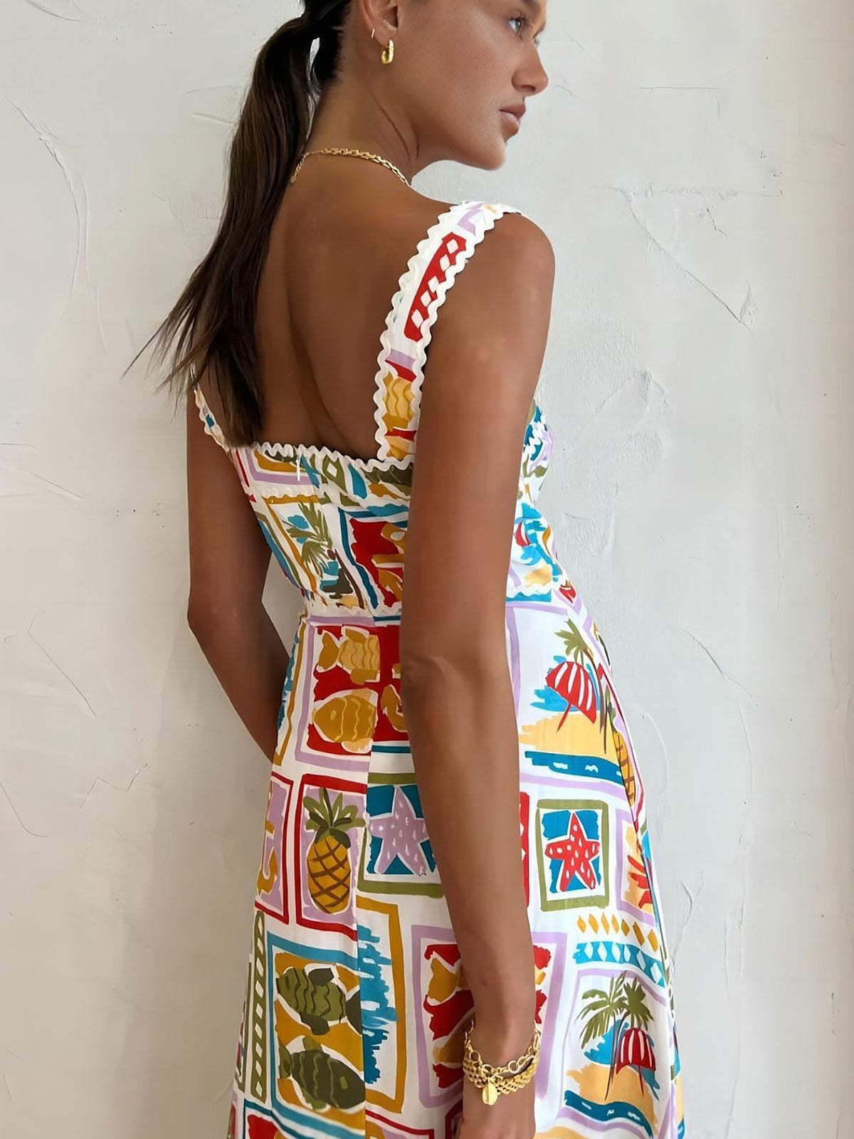 Multicolor Margot Graffiti Print Sleeveless Dress