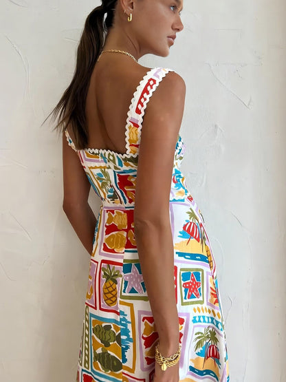 Multicolor Margot Graffiti Print Sleeveless Dress