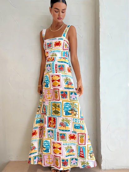 Multicolor Margot Graffiti Print Sleeveless Dress
