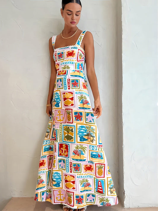 Multicolor Margot Graffiti Print Sleeveless Dress