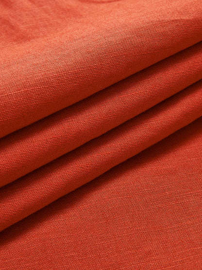 Red Margot Cotton Linen V-Neck Dress