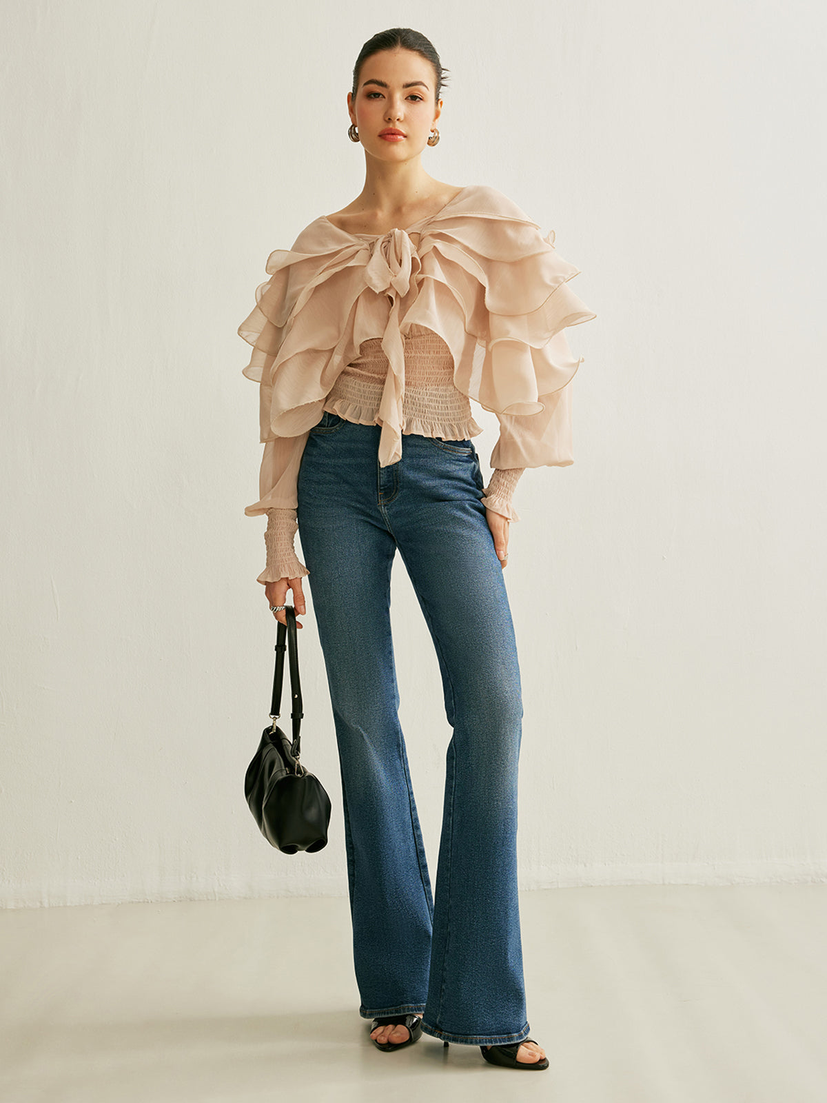 Sheer Chiffon Ruffle Backless Top Ophelia Mesh Floral Dress