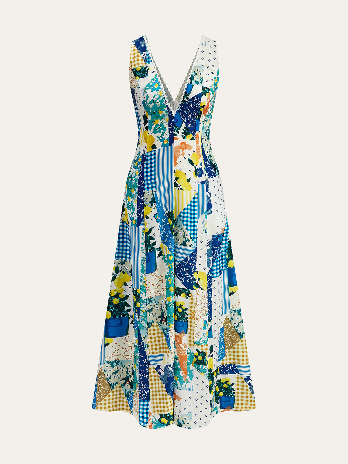 Multicolor Arabella Lace-Trim Maxi Dress in Lemonade Print