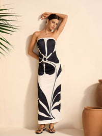 Sheer Strapless Floral Dress
