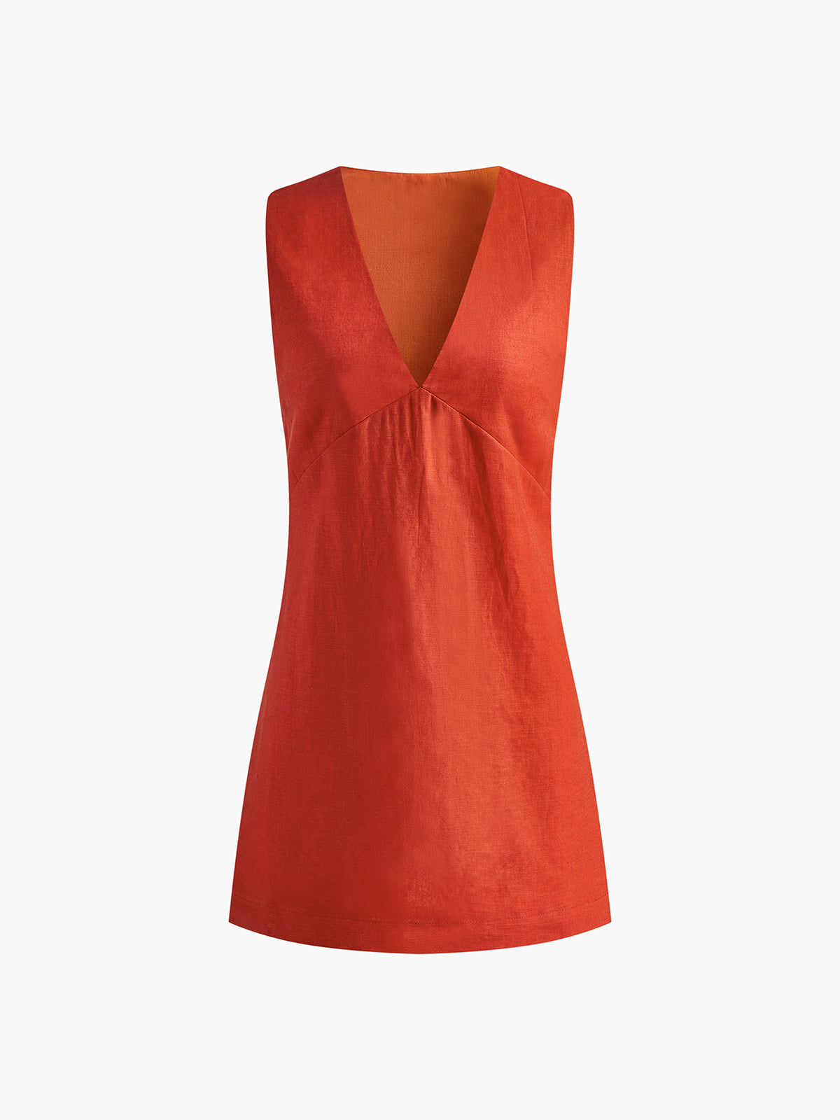 Khaki Margot Cotton Linen V-Neck Dress