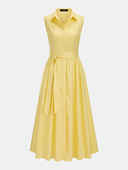 Yellow Audrey Linen Shirt Dress