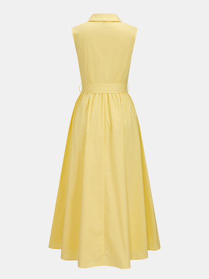 Yellow Audrey Linen Shirt Dress