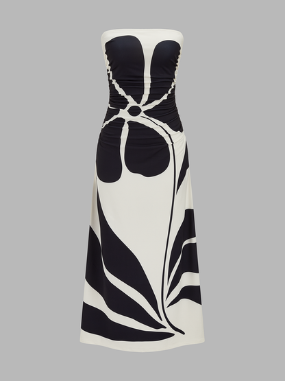 Sheer Strapless Floral Dress Ophelia Mesh Floral Dress