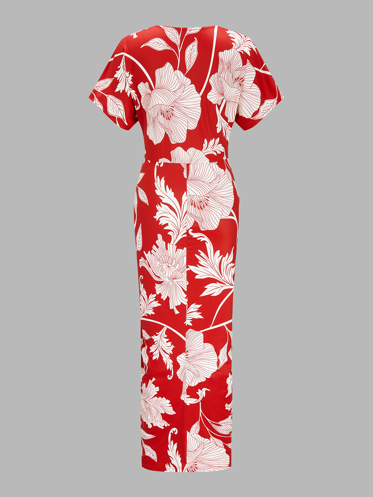 Red Vivienne Floral Ruched Midi Dress