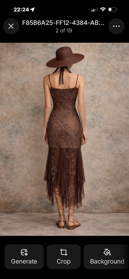 Tory Beaded Chiffon Handkerchief Dress