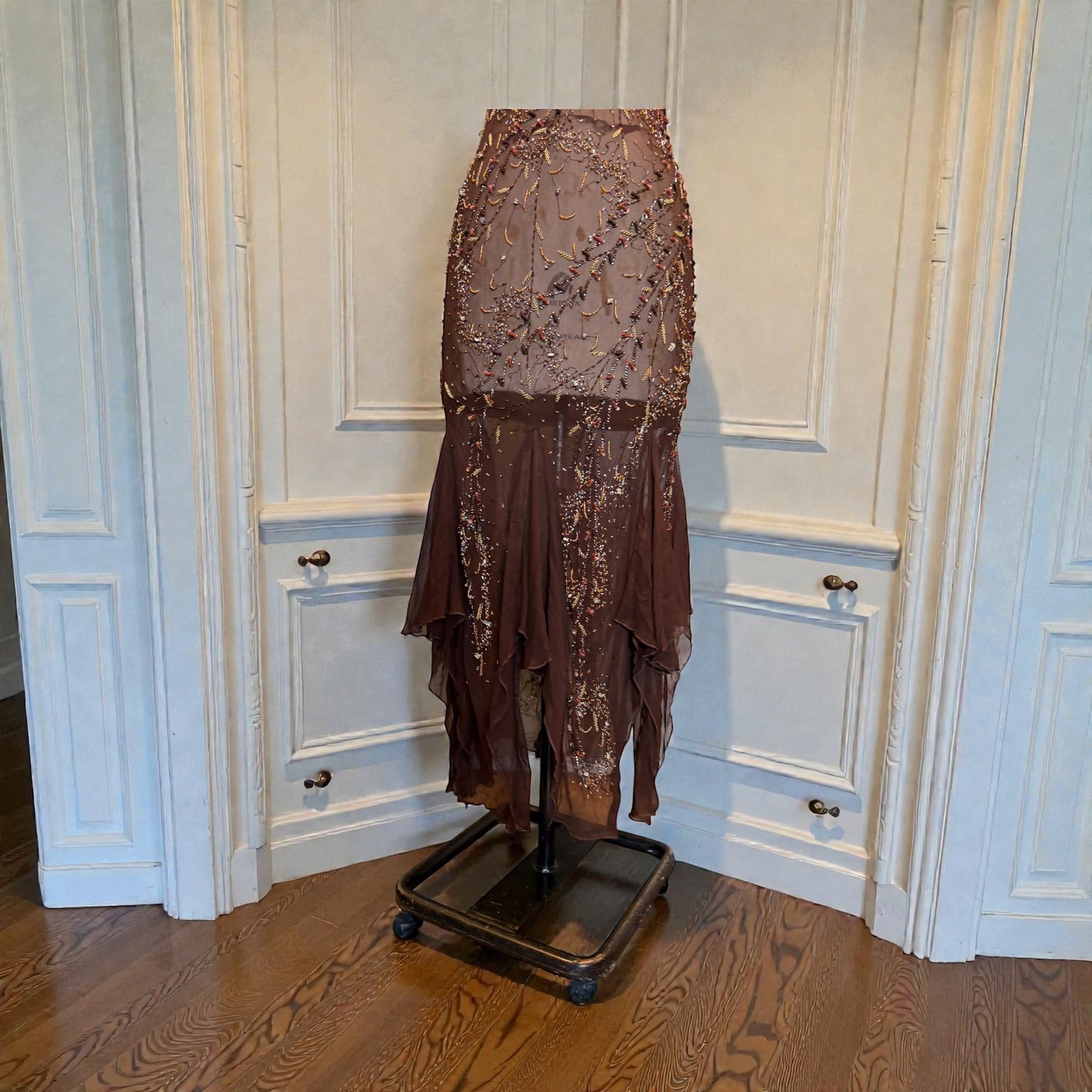 Tory Beaded Chiffon Handkerchief Dress