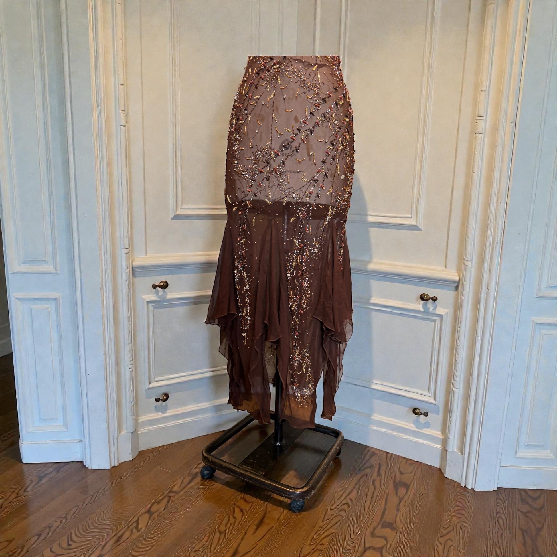 Tory Beaded Chiffon Handkerchief Dress