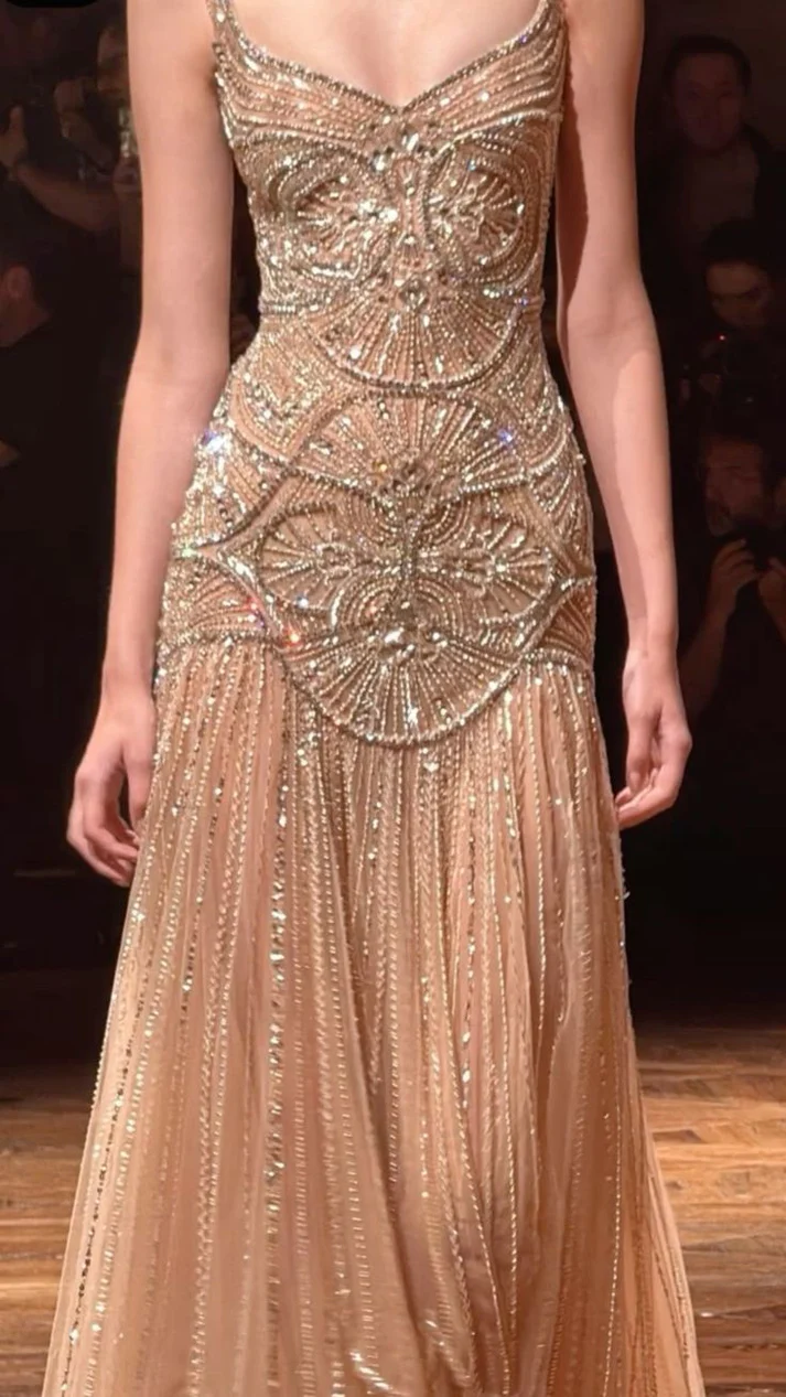 Custom Color( Add the color in the "Order special instructions") Evangeline Beaded Tulle Mermaid Gown