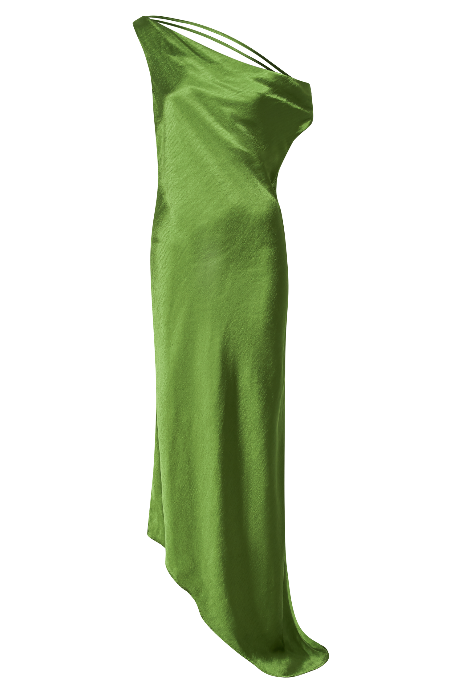 Emerald Yvette Asymmetrical Slip Maxi Dress in Emerald