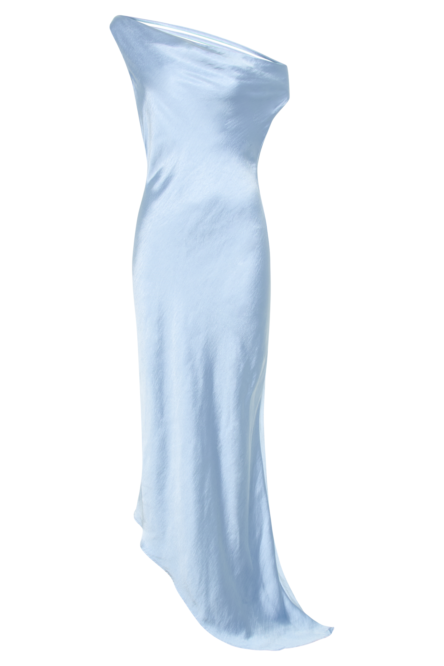 Cornflower Blue Yvette Asymmetrical Slip Maxi Dress in Emerald