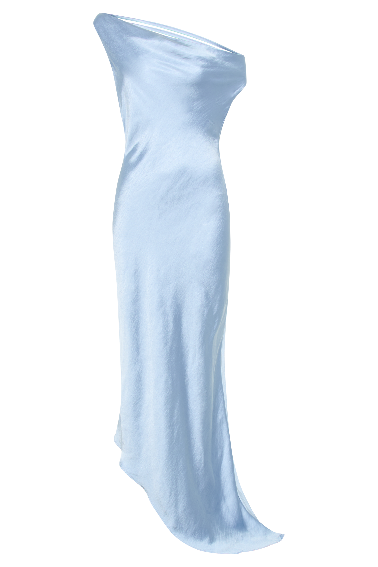 Cornflower Blue Yvette Asymmetrical Slip Maxi Dress in Emerald
