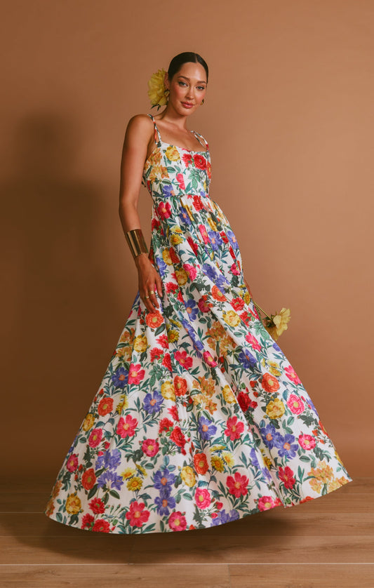 Juliet White Taffeta Maxi Dress