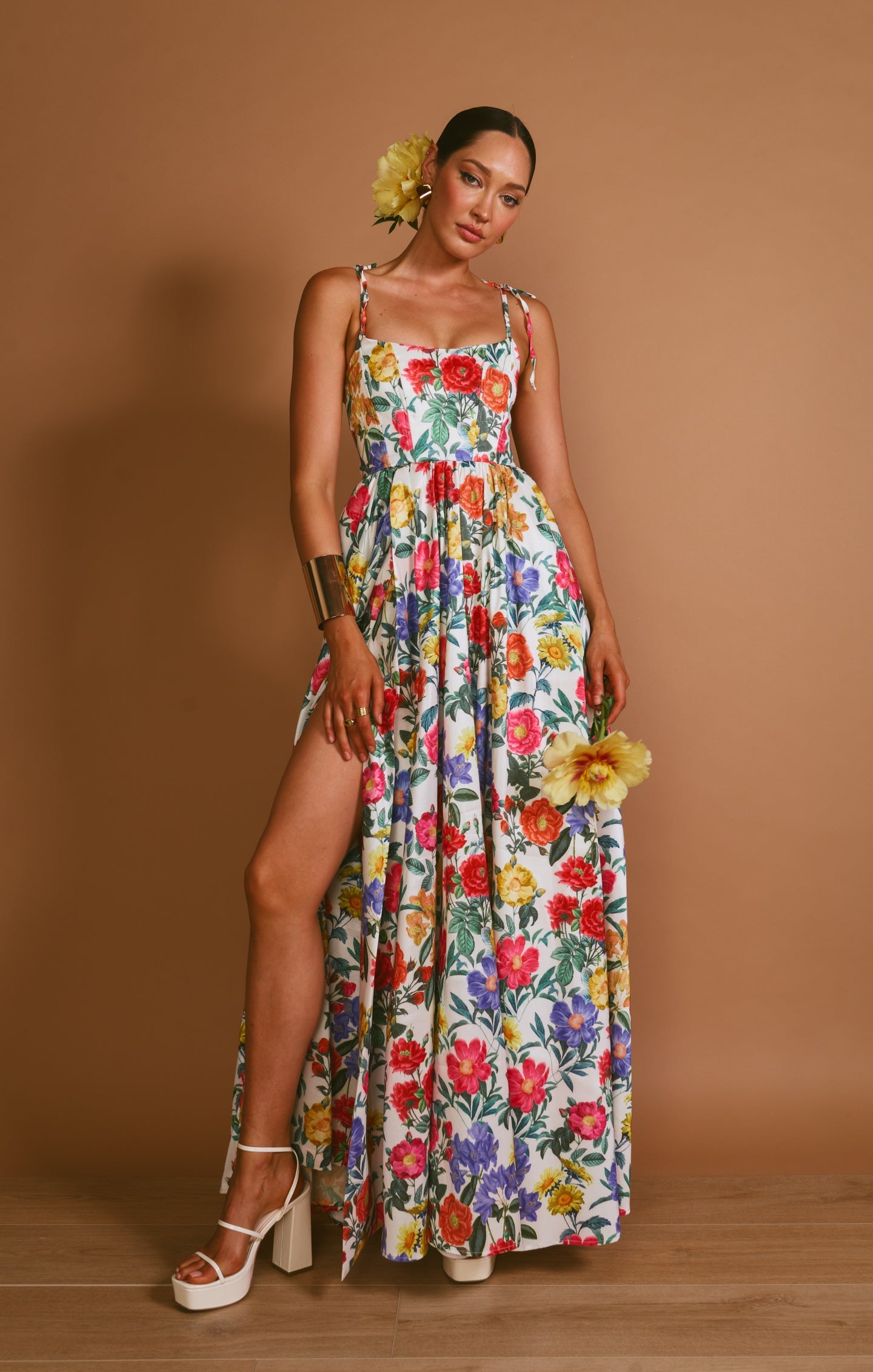 Juliet White Taffeta Maxi Dress