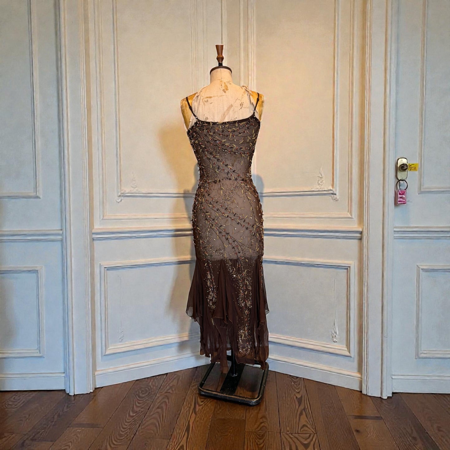 Tory Beaded Chiffon Handkerchief Dress