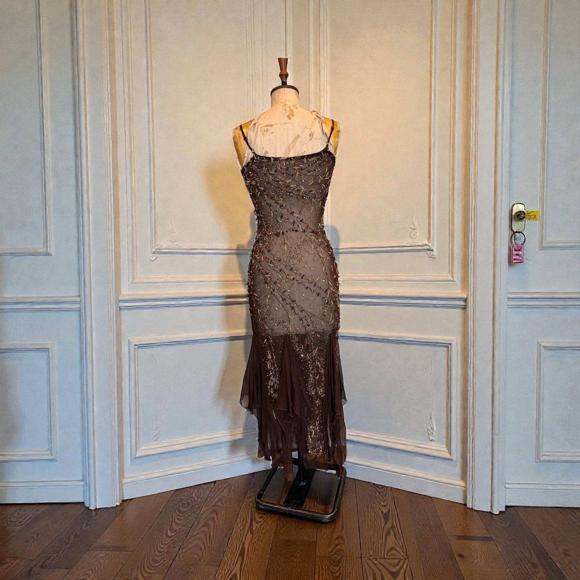 Tory Beaded Chiffon Handkerchief Dress