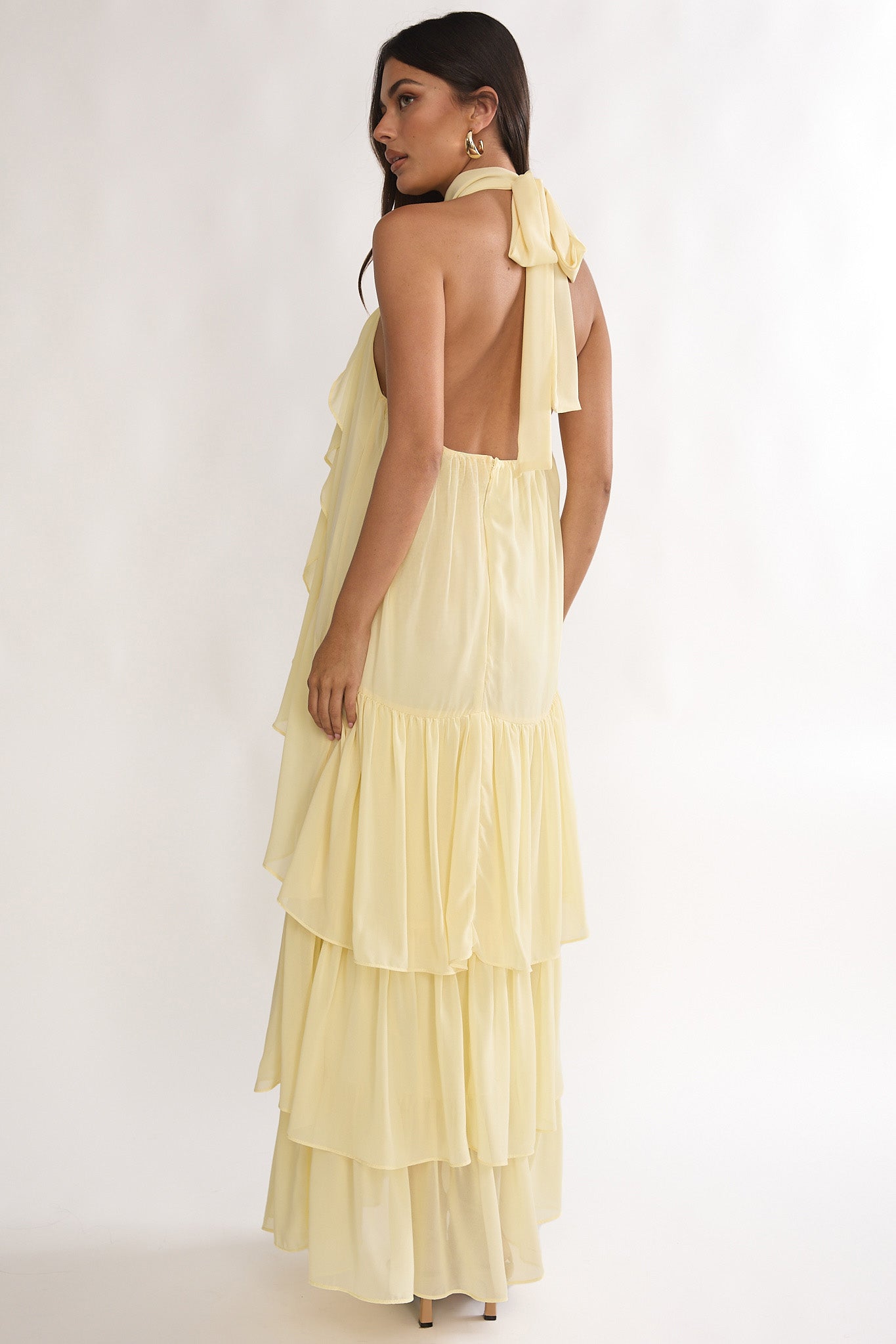 Lorina Layered Ruffle Halterneck Maxi Dress