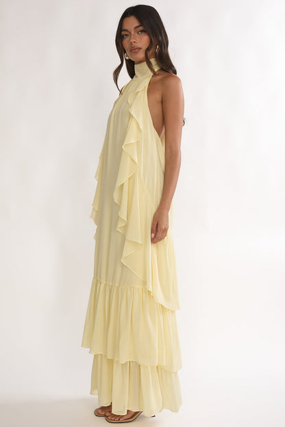 Lorina Layered Ruffle Halterneck Maxi Dress