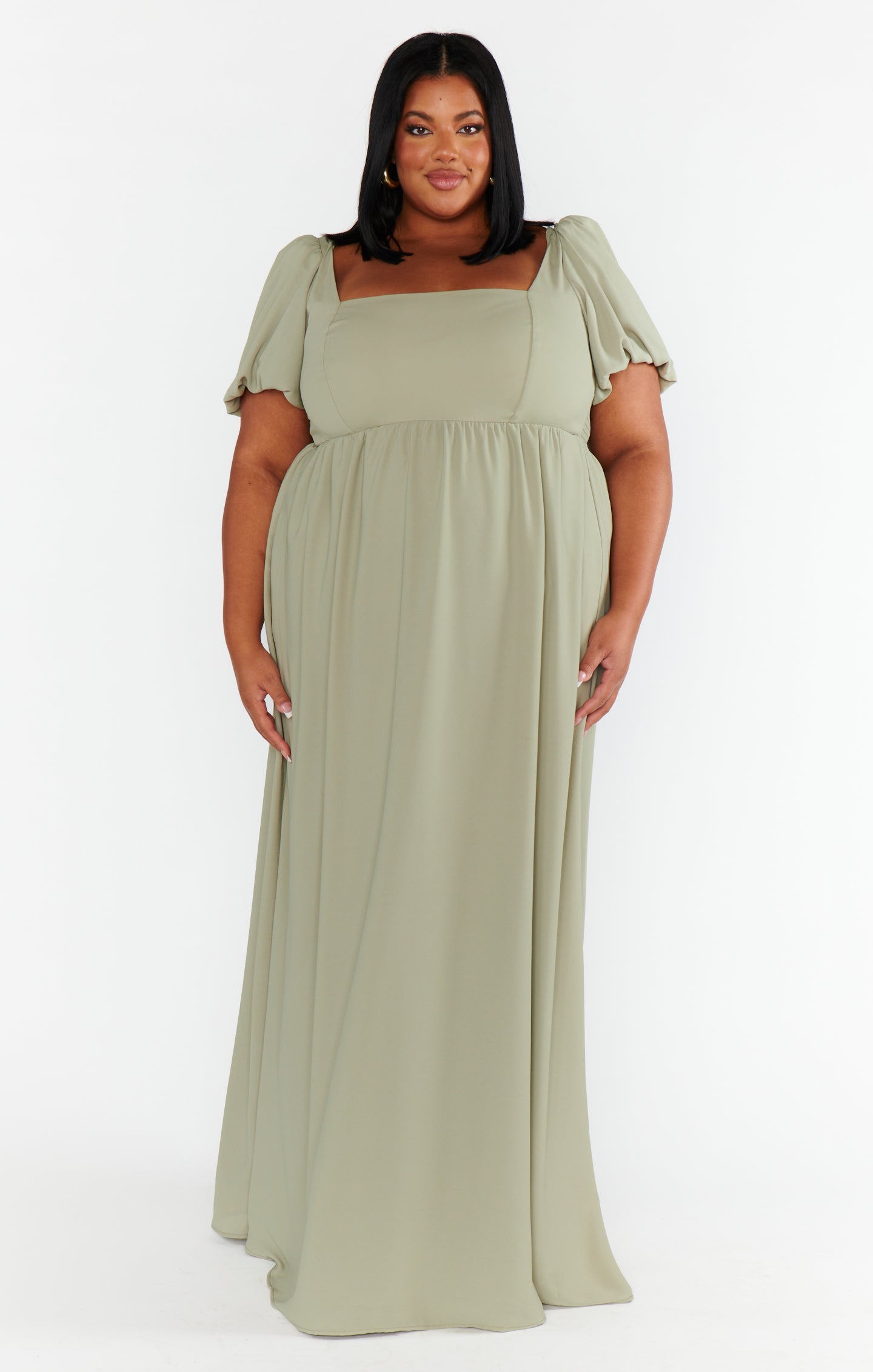 Nora Maxi Dress, in Moss Green Crisp