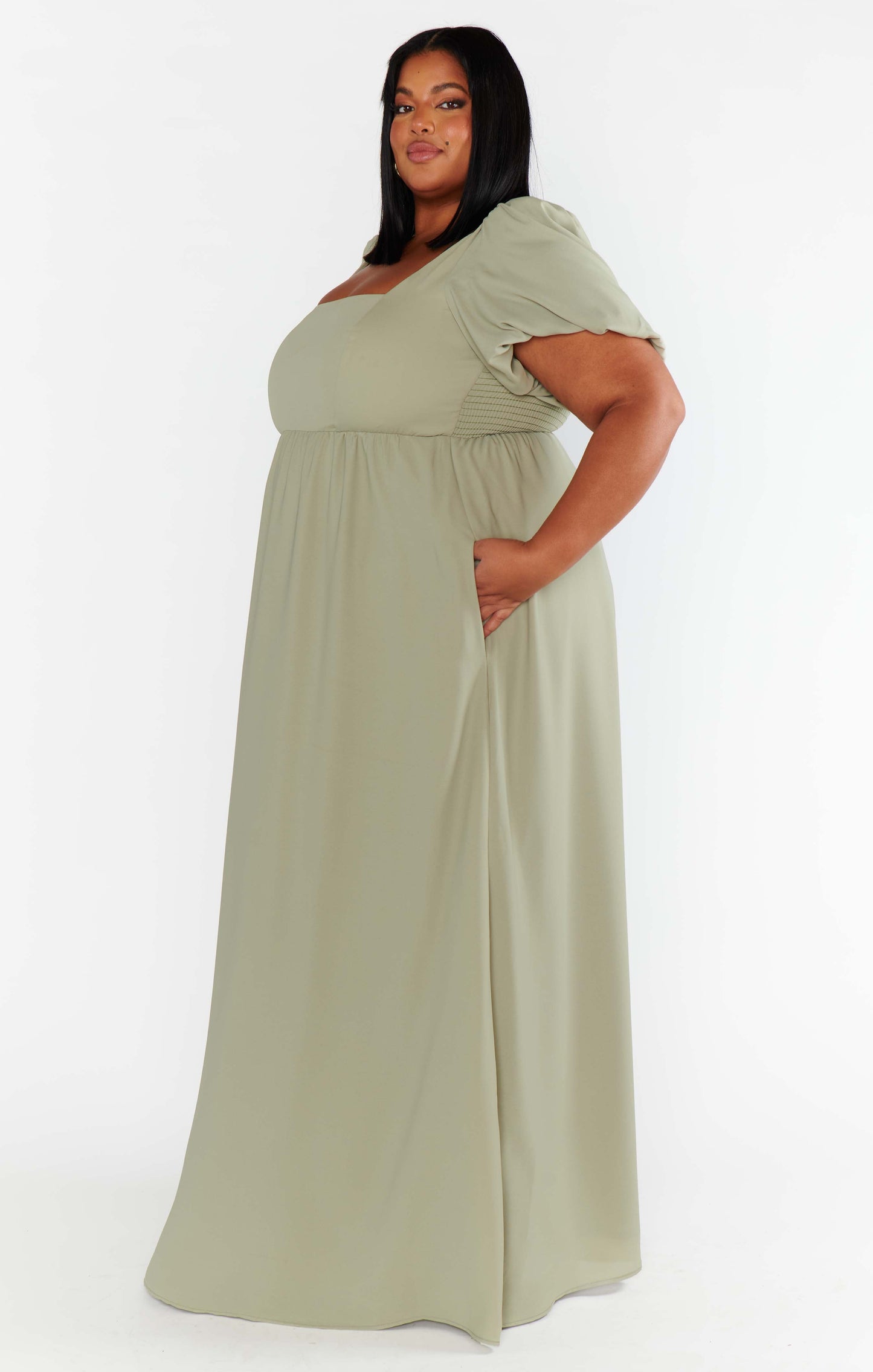 Nora Maxi Dress, in Moss Green Crisp