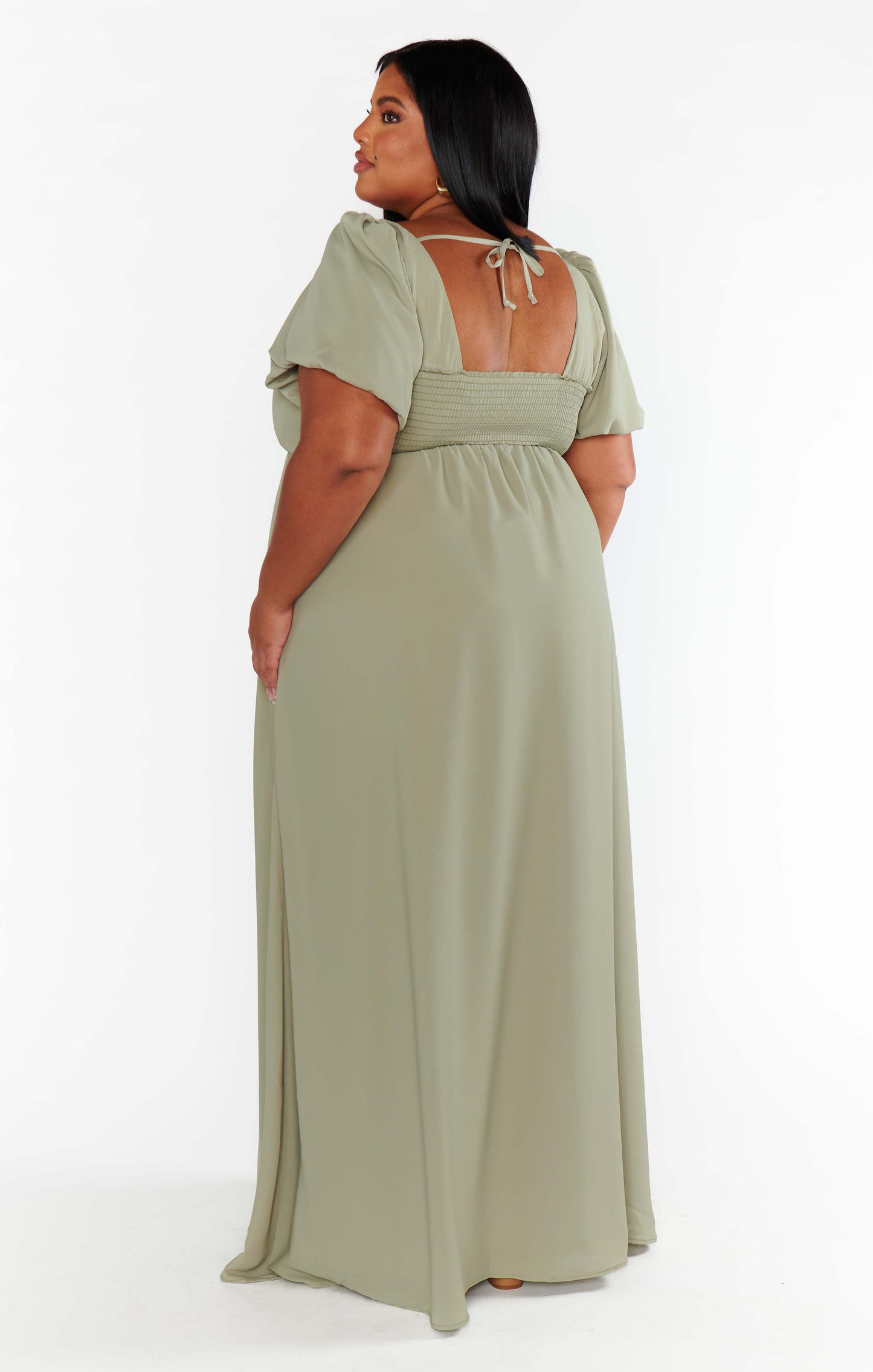 Nora Maxi Dress, in Moss Green Crisp