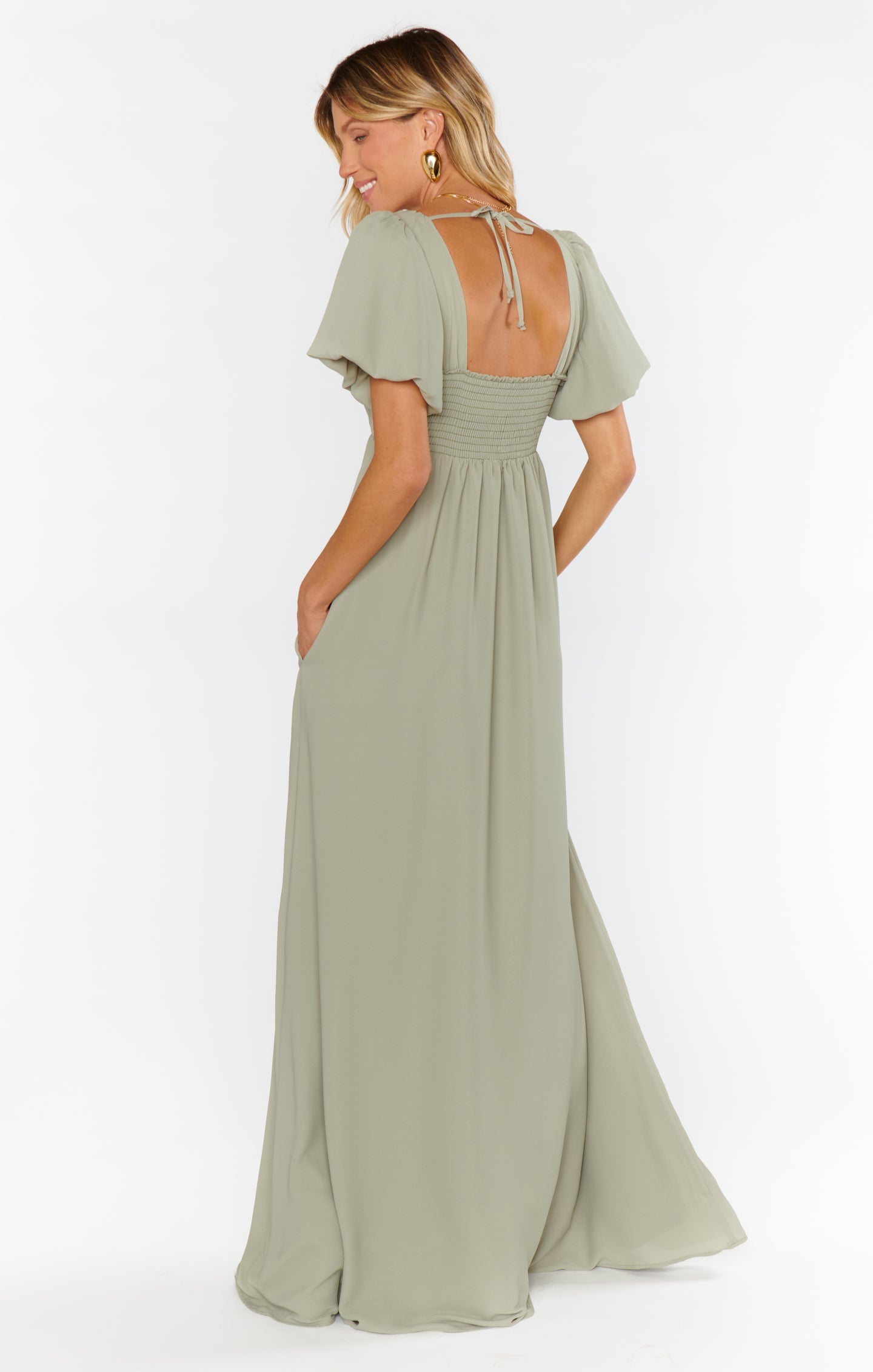 Nora Maxi Dress, in Moss Green Crisp