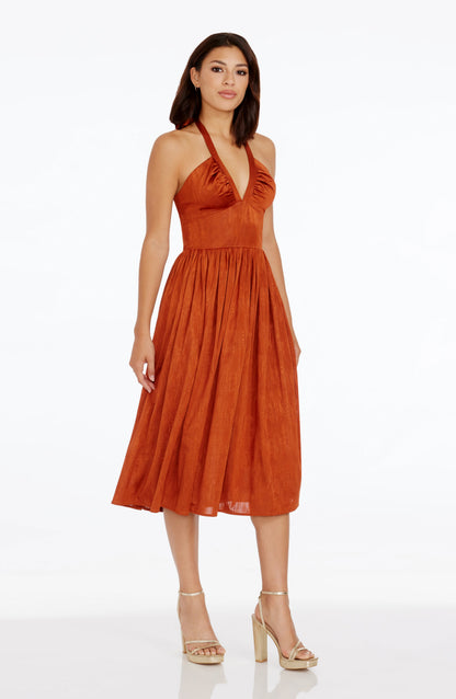 BURNT ORANGE Briar Silk Charmeuse Dress