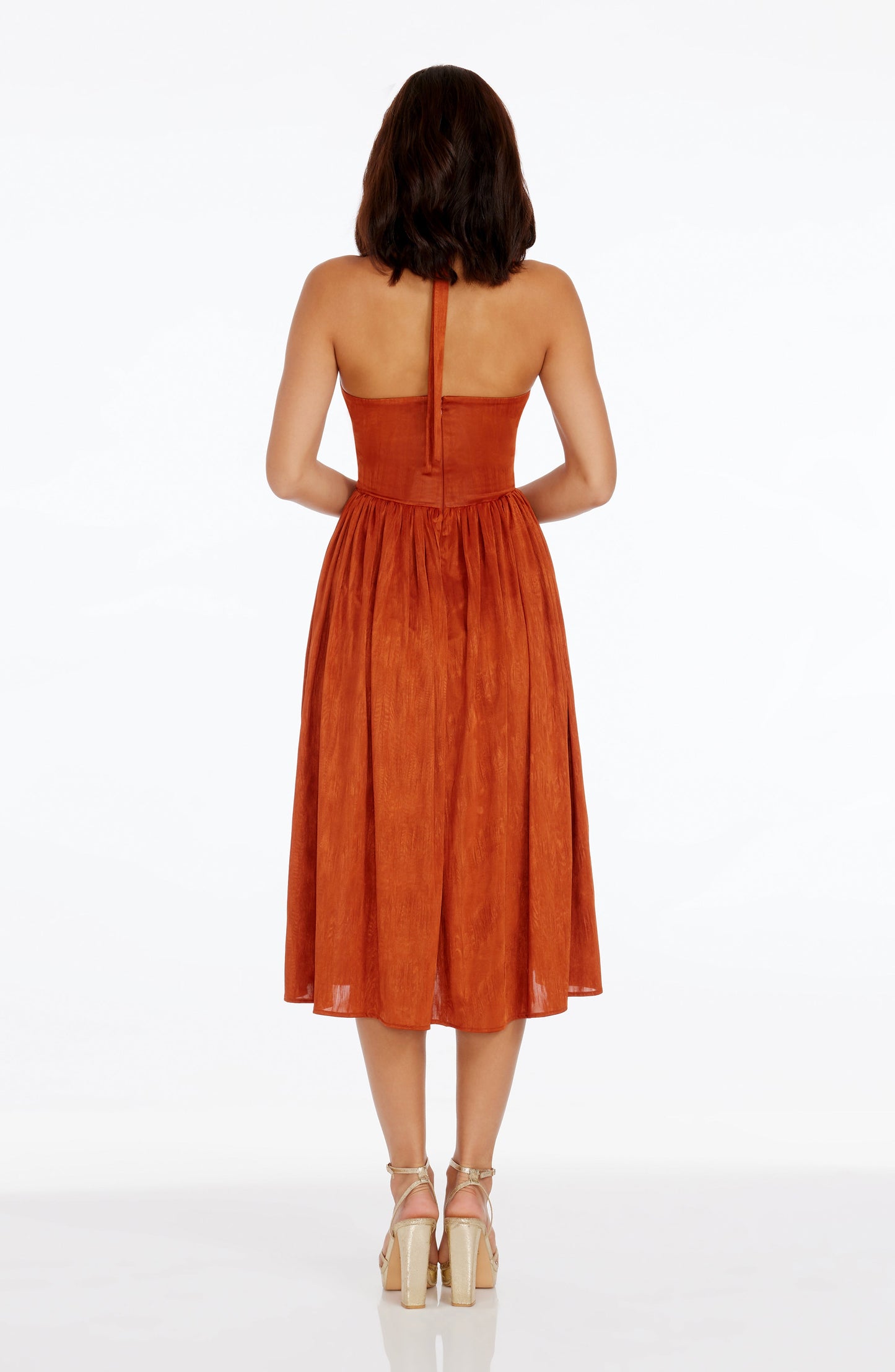 BURNT ORANGE Briar Silk Charmeuse Dress