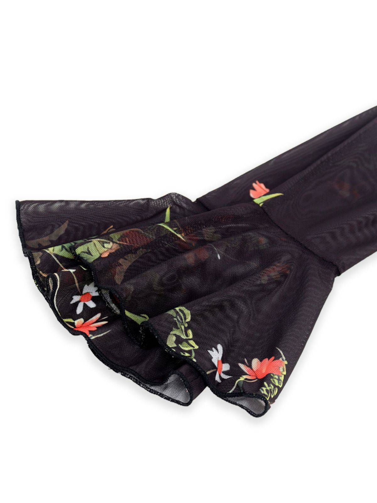 Sale] Black 1930s Floral Mesh Ruffle Maxi Dress Margot Mesh Ruffle Maxi Dress