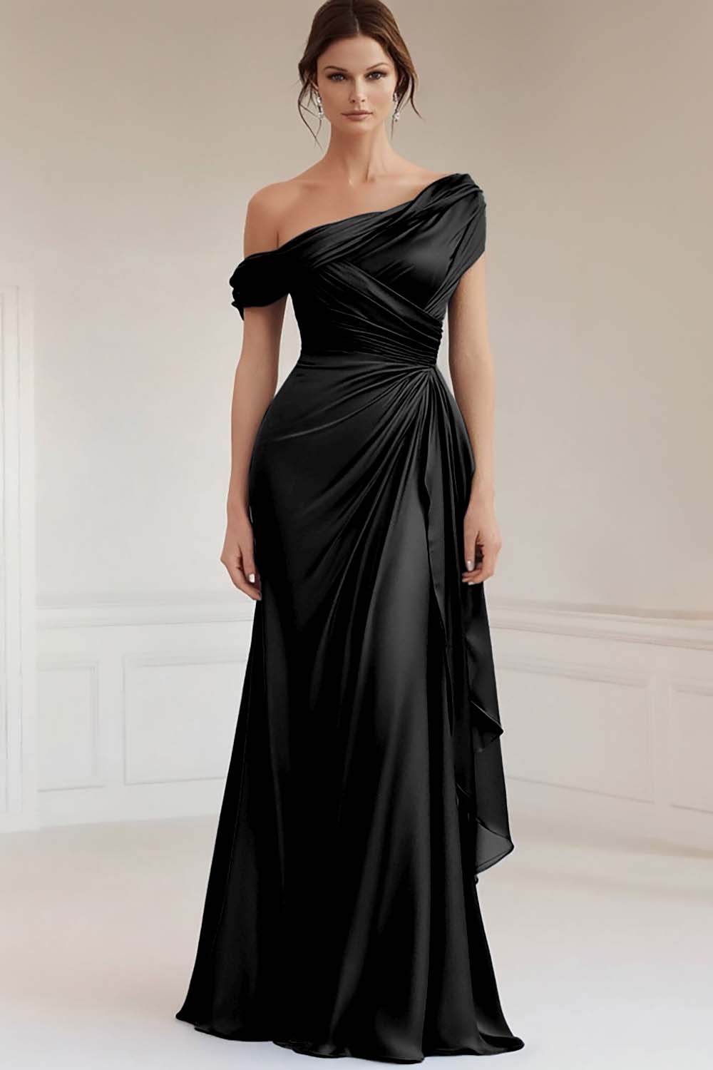 Dark Green Vivienne One-Shoulder Satin Mermaid Dress