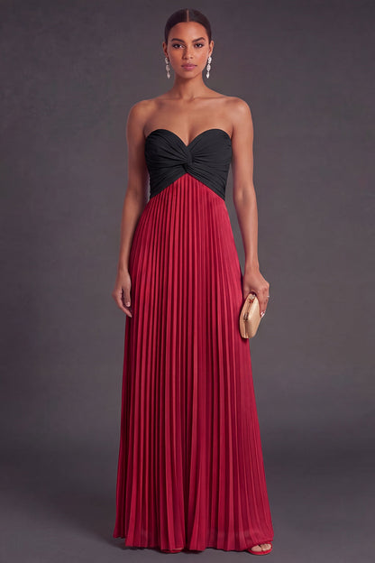 Pink and Black Vivienne Pleated Sweetheart Gown