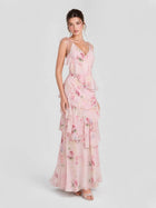 Isabelle Watercolor Floral Tiered Maxi Dress
