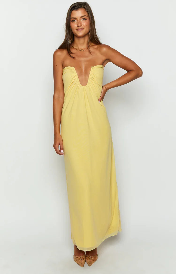 Braelyn Silk Strapless Maxi Dress