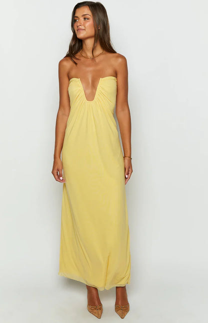 Braelyn Silk Strapless Maxi Dress